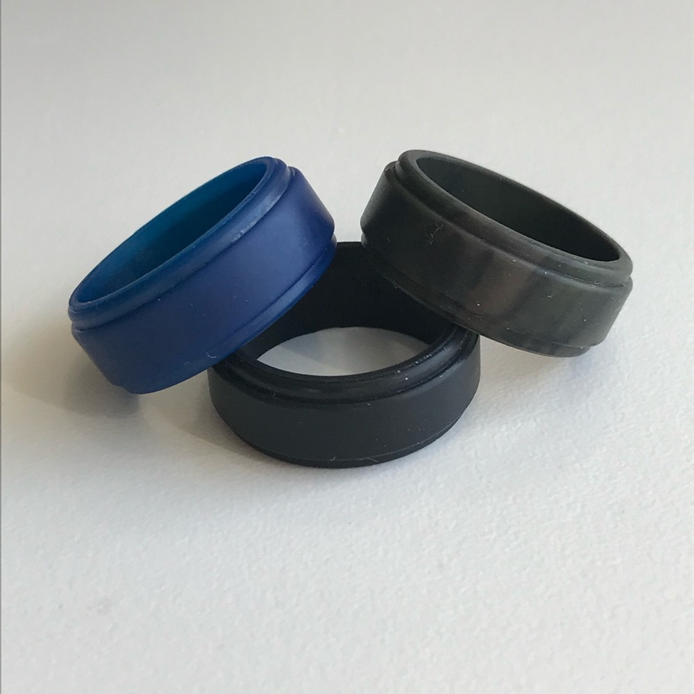 🆕 3 pack of silicone step edge wedding rings